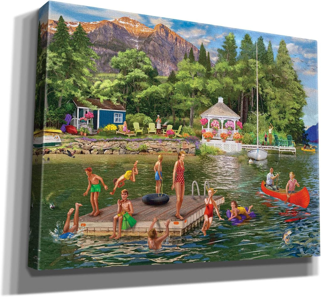 Epic Graffiti 'Gazebo Lake' by Bigelow Illustrations Canvas Wall Art, 34' x 26'