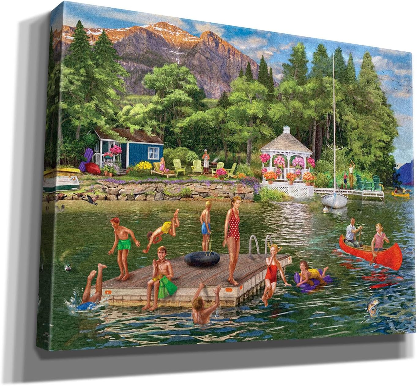 Epic Graffiti 'Gazebo Lake' by Bigelow Illustrations Canvas Wall Art, 34' x 26'