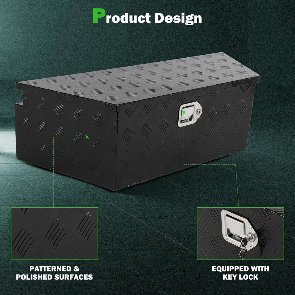 SCITOO 39 Inch Aluminum Truck Bed Tool Box,Diamond Plate Heavy Duty Crossover Storage for Most Full Size Pickups,Lockable Weatherproof Chest,Fits 39' Truck Beds,Easy Access to Load and Unload