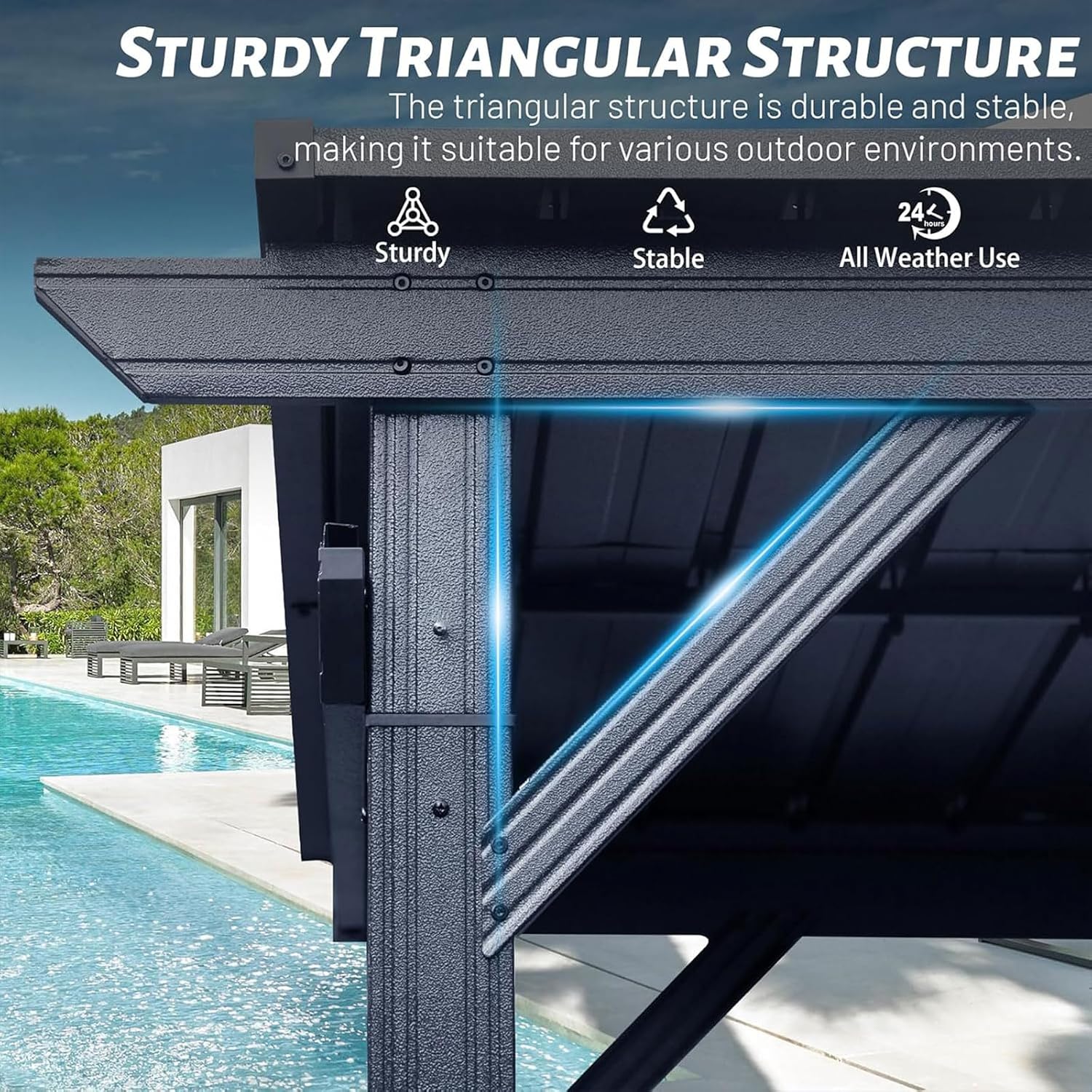 Hardtop Grill Gazebo, 2 Side Shelves & Ceiling Hooks, Permanent Outdoor BBQ Canopy with Galvanized Steel Roof, Metal All-Steel Frame for Patio, Backyard, Deck, Lawn, (Gray, 6.5x12FT Sloping Roof)