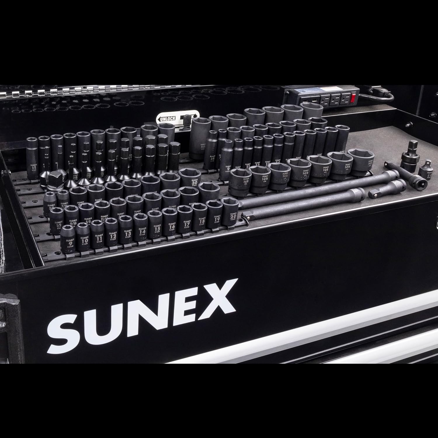 SUNEX 26102 1/2' Drive SAE & Metric 6 Point Standard & Deep & Hex Bit Master Impact & Bit Socket Set, 102-Piece