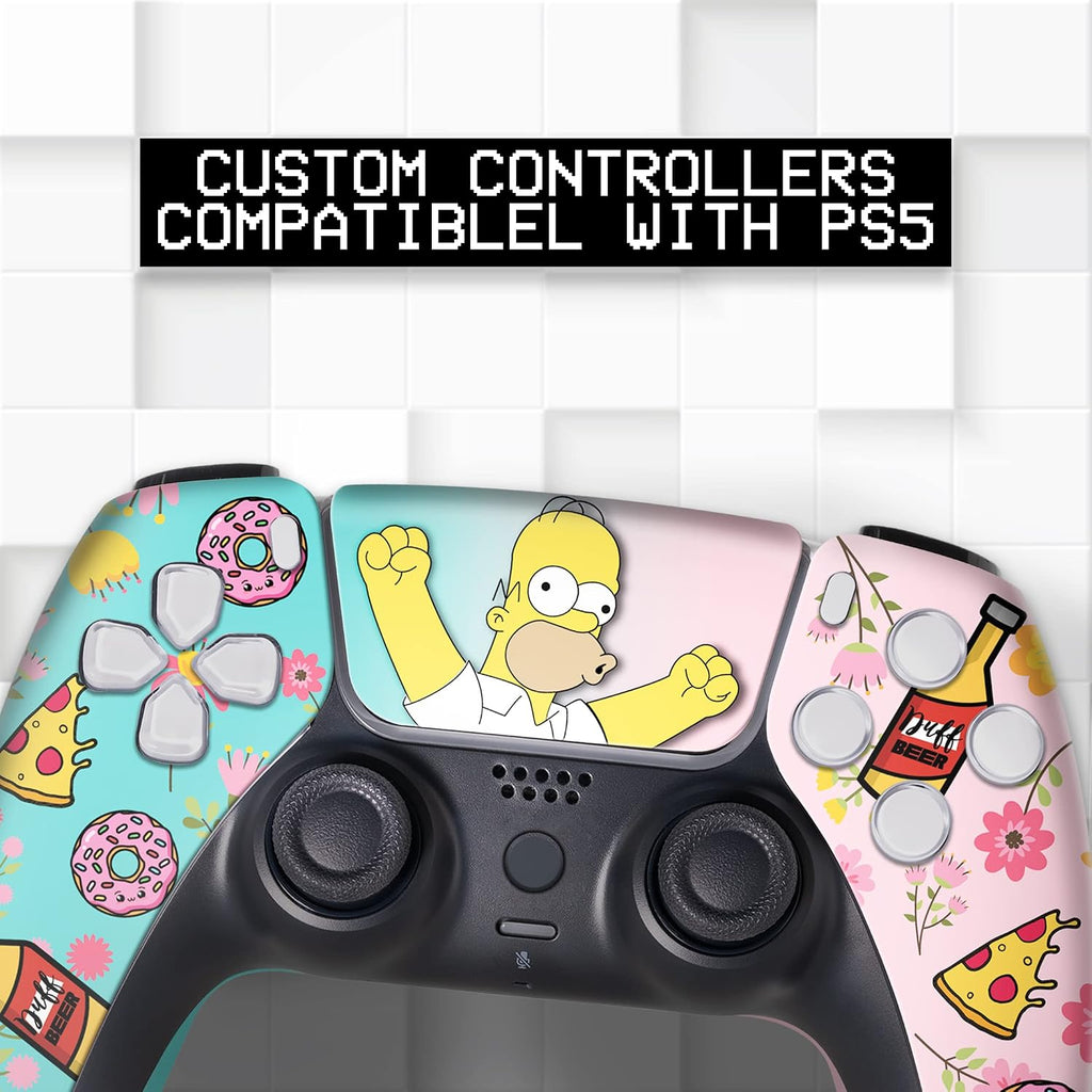 Simpsson Custom PS-5 Controller Wireless compatible with Play-Station 5 Console by BCB Controllers | Proudly Customized in USA with Permanent HYDRO-DIP Printing (NOT JUST A SKIN)