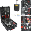 899pcs Rolling Tool Box Set with Lock,Rolling Trolley Case Tool Sets, 4 Layer of Tool Sets 90 Piece Tool Kits on Wheel, Wrench Socket Rolling Hand Tool Box Tool Kit for Garage,Repair Kit(Black)