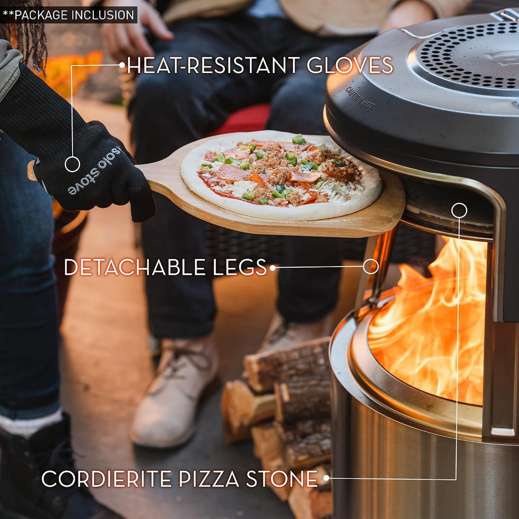 Solo Stove Ranger Pi Fire | Pizza Oven Accessory for Ranger Fire Pit, Incl. Carry Case & Cordierite Pizza Stone, Wood Burning Assembly, Stainless Steel, (H x Dia): 15.7 x 15 in, 13.4 lbs