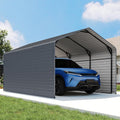 10x15FT Heavy Duty Metal Carport,Outdoor Garage with Metal Side Panels, Enclosed Car Ports with Heavy Duty Steel Frame and Galvanized Roof for Cars and Boats, Equipment Storage,Tools, Gray