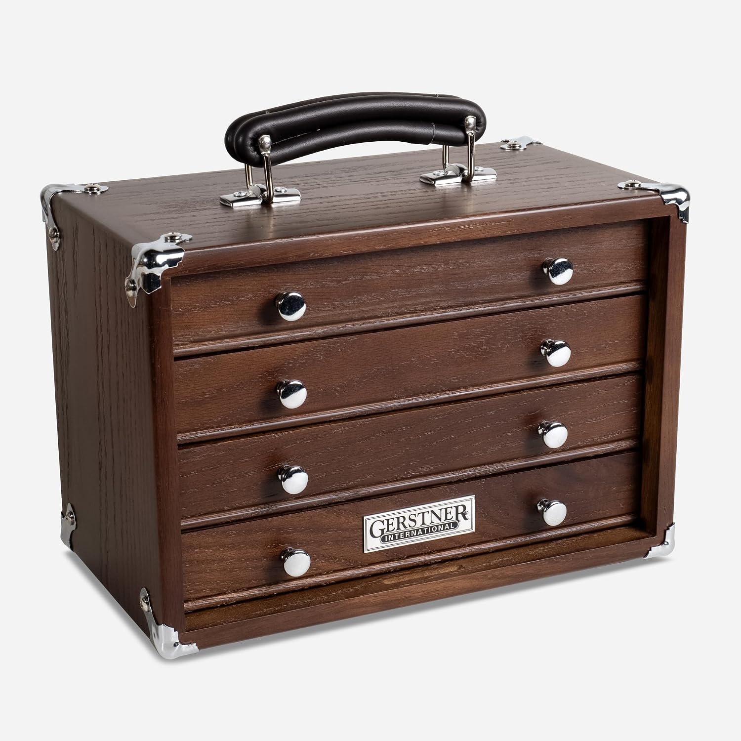 Gerstner International GI-T12-D Dark Oak 4-Drawer Mini Portable Chest