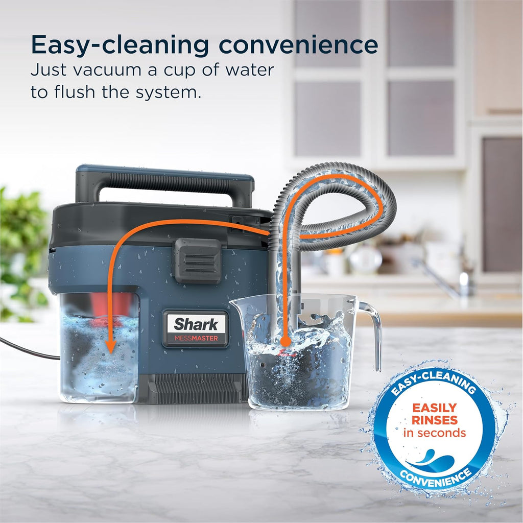 Shark VS101 MessMaster Portable Wet Dry Vacuum, 1 Gallon Capacity, Corded, Perfect for Pets & Cars, AnyBag Tech, Self-Cleaning, Ultra-Powerful Suction for Tough Wet & Dry Messes, Blue