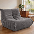 HABUTWAY Bean Bag Chairs Fireside Lazy Floor Sofa, Soft Teddy Fleece Bean Bag Sofa with High-Resilience Foam Filling，Beanbag for Living Room, Bedroom, Office (Dark Grey Teddy)