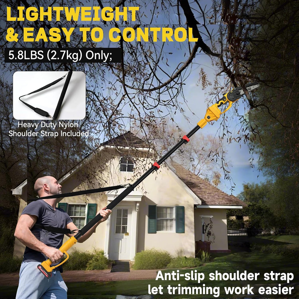 2-in-1 Cordless 8' Pole Saw & Mini Chainsaw Compatible with DeWALT 20V MAX Battery, Brushless 8 Inch & 6 Inch Telescoping Pole Chainsaw Combo Kit 15 Ft Max Reach for Tree Branches Pruning(Tool Only)