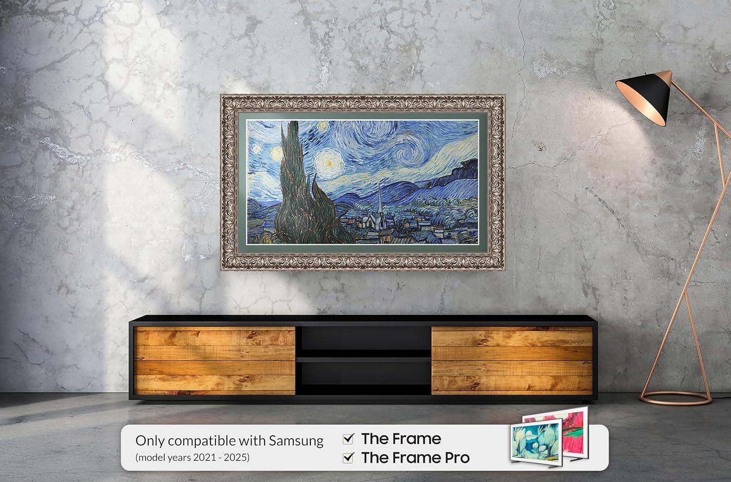 Tuscan Silver 43' Premiere Deco TV Frame - Compatible ONLY with Samsung The Frame TVs (Fits 2021-2026, LS03A, LS03B, LS03C, LS03D, LS03FA)