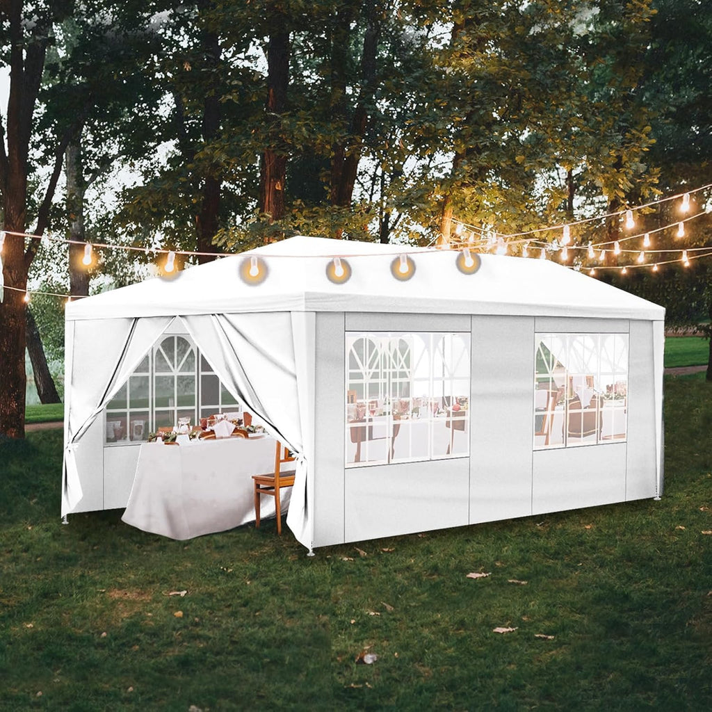 Outdoor Party Tent Wedding Birthday Tents for Parties Canopy with Removable Sidewalls & Transparent Windows Outside Gazebo Event Tent for Garden Patio and Backyard (10'x20'/6 Sidewalls)