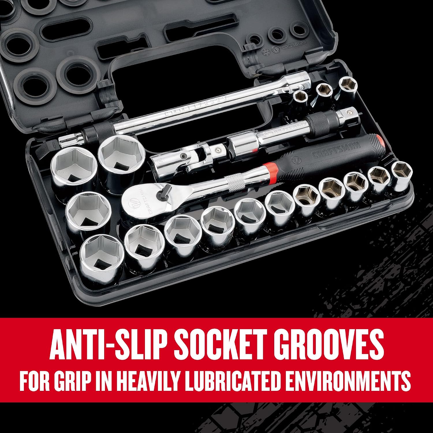 CRAFTSMAN V-SERIES Socket Set, Shallow SAE, 1/2 Inch Drive, 21 Piece (CMMT45754V)