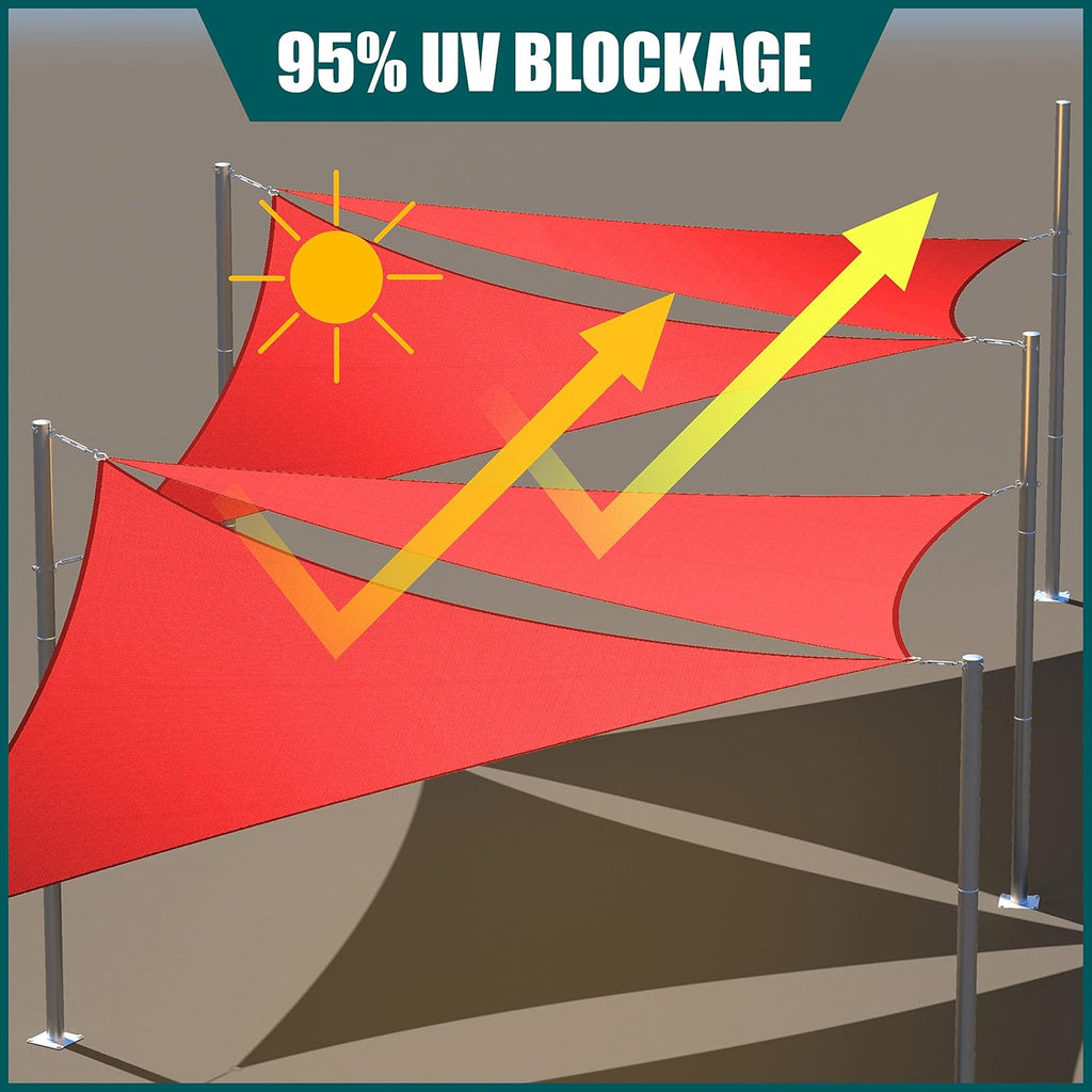 Royal Shade 12' x 16' Red Rectangle Waterproof Sun Shade Sail Order to Make Canopy Awning, UPF50+ 95% UV Blockage Water Resistant, Outdoor Backyard Patio Garden Carport (We Customize)
