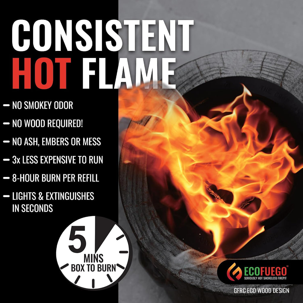 El Fuego Wax Fire Pit – Lights in Seconds for Instant Heat with No Wood Smoke, Low Maintenance, the Ultimate in Convenience - Graphite Grey