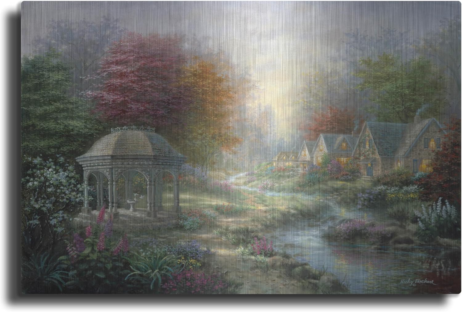 'Gazebo Village' by Nicky Boehme Metal Wall Art, 36' x 24'