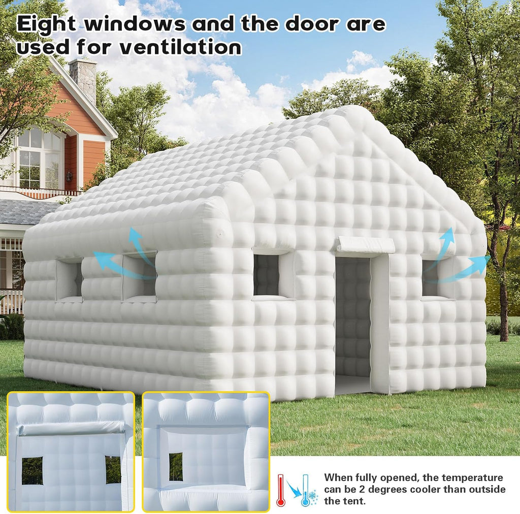 EROMMY 20x16.5x12 FT Large White Inflatable Nightclub, Blow Up Party Tent Portable with 950W Blower, Disco Night Club Tent for Adult Birthday Party Business Rental