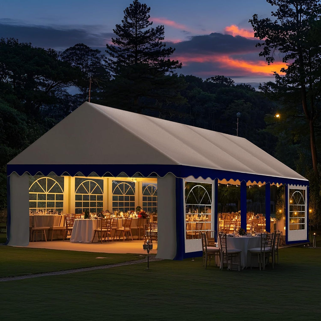 MFSTUDIO 13'x26' Party Tent, Outdoor Heavy Duty Party Tents with Removable Sidewalls, Large Canopy Tent Shelter for Outdoor Events Wedding Birthday, Blue