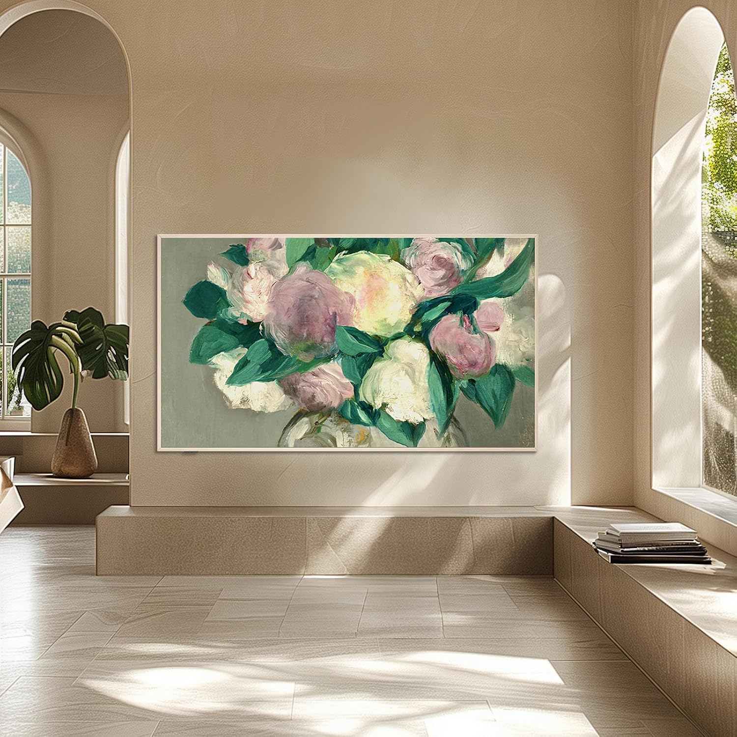 iFFALCON Magnetic Frame Mural TV 75 Inch, Natural Oak Aluminum Alloy Bezel, Tool-Free Snap-On Installation, Custom Fit Decorative Frame Mural TV Series Only