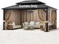 Covered Outdoor Universal 12' x 16' Gazebo Curtain Replacement, Outdoor Gazebos, 4-Panel Outdoor Privacy Curtains with Zipper, Compatible with Patio Canopy, Garden, and Backyard (Curtain Only)