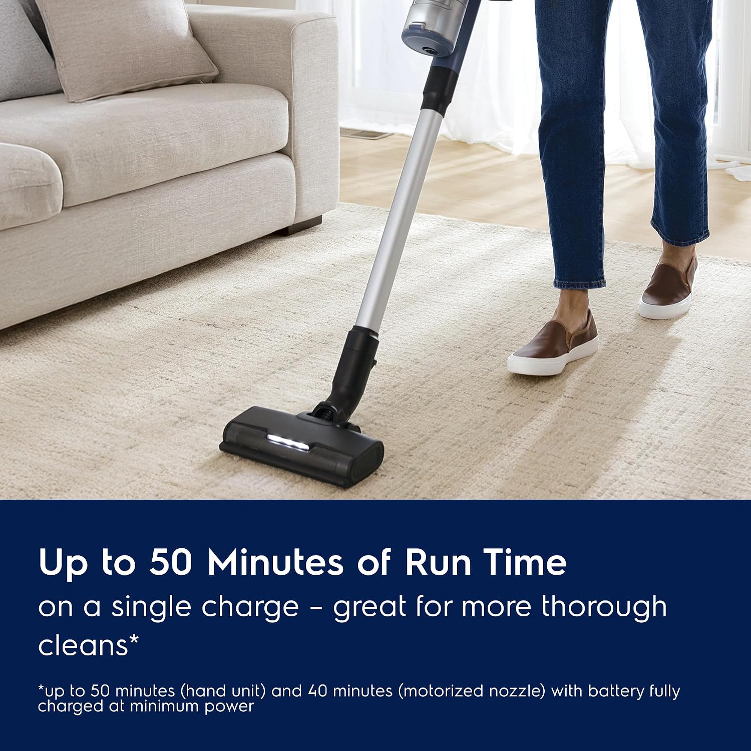 Electrolux Ultimate600 Cordless Stick Vacuum with PowerPro Bristle Nozzle and Larger Dust Bin Capacity, 50-Minute Run Time, 3 Power Modes, Denim Blue