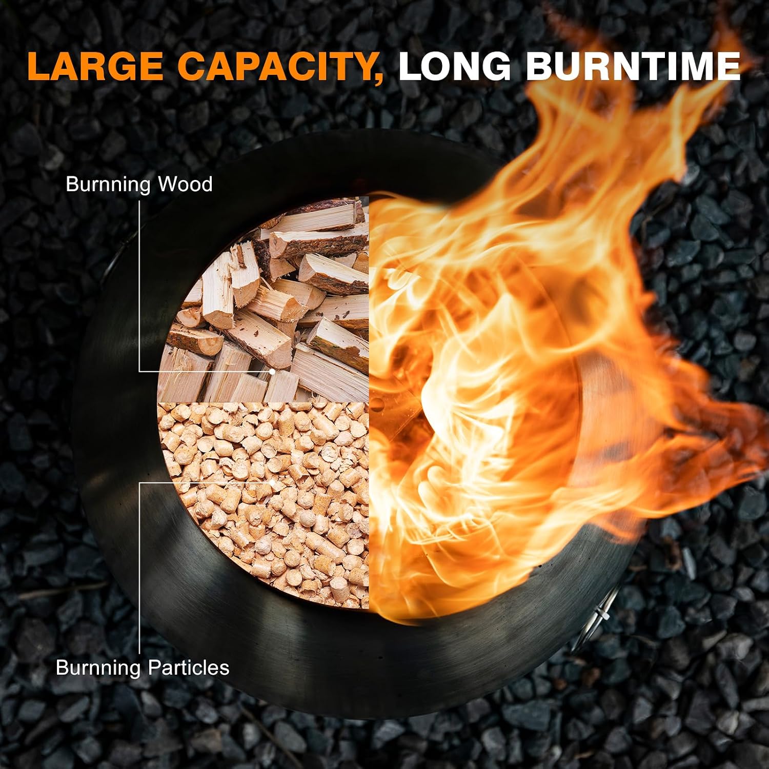 CHANGE MOORE 13.8' Smokeless Fire Pit with 304 Stainless Steel Grill, Portable Spherical Wood Burning Firepit for Backyard, Firepit Set Includes Grill & Fire Poker