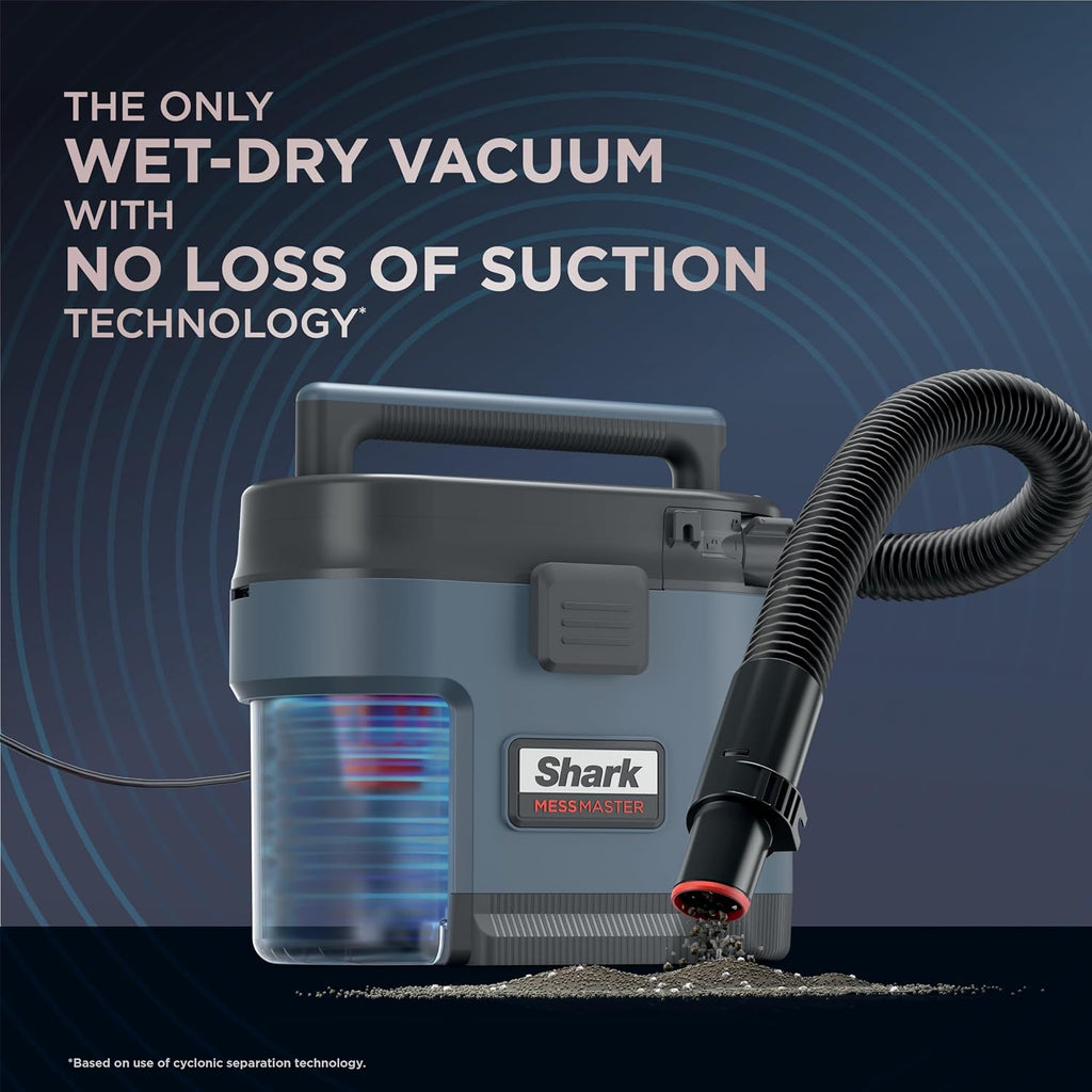 Shark VS101 MessMaster Portable Wet Dry Vacuum, 1 Gallon Capacity, Corded, Perfect for Pets & Cars, AnyBag Tech, Self-Cleaning, Ultra-Powerful Suction for Tough Wet & Dry Messes, Blue