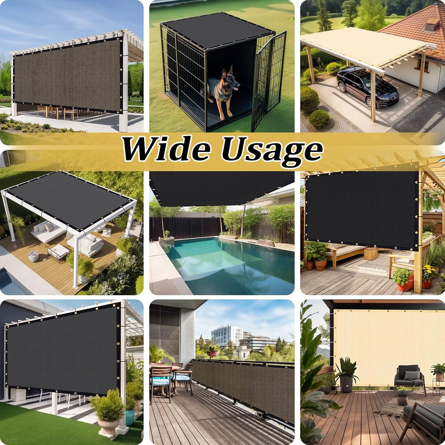 Shade&Beyond Customized Size 12' X 16' Shade Cloth with Grommets, 90% UV Protection Pergola Shade Cover Mesh Tarp Sun Screens for Patio GN06, Dark Gray
