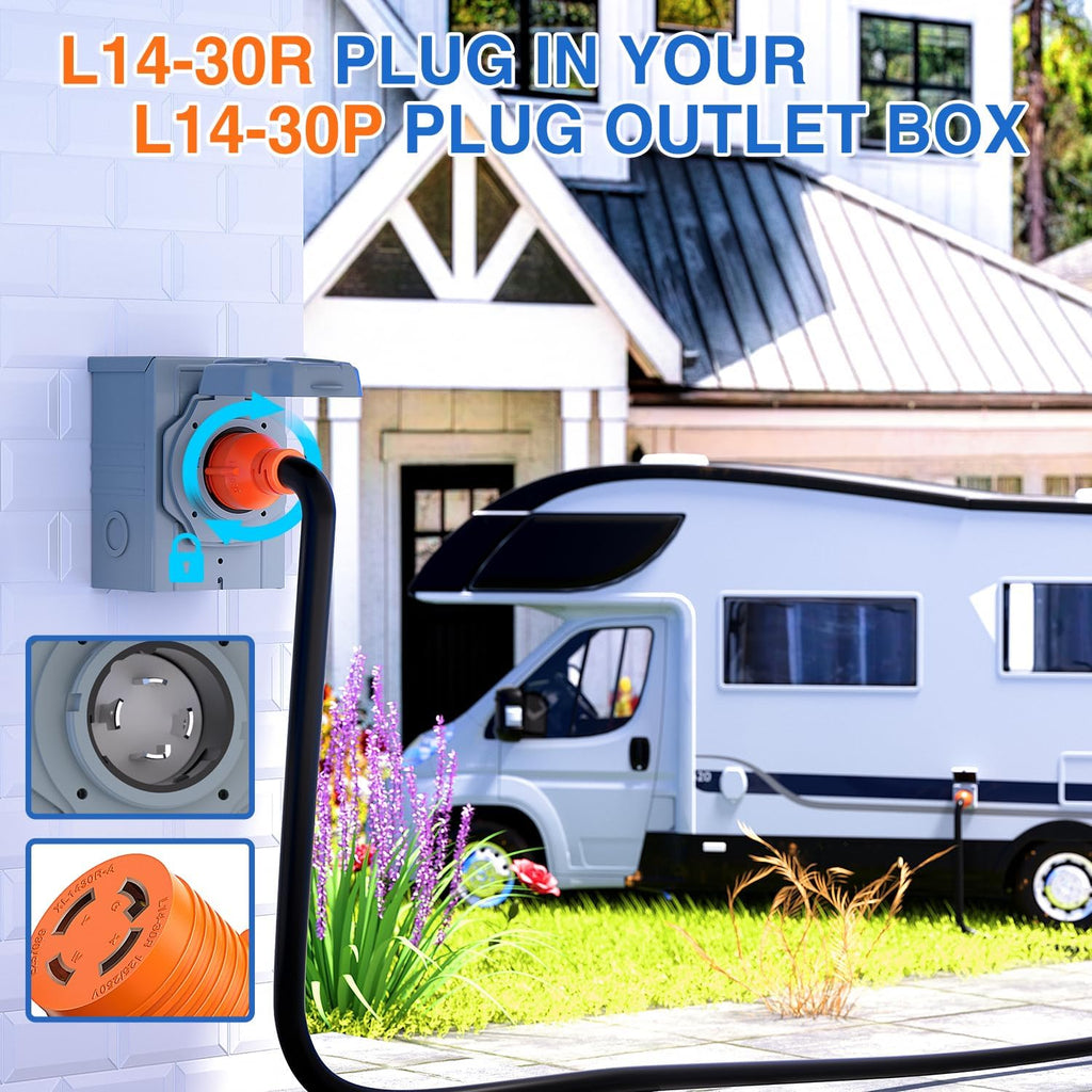 Nilight 30 Amp 50FT Generator Extension Cord 125/250V 7500 Watt Heavy Duty 10 Gauge Pure Copper STW Wire ETL Listed 4 Prong L14-30P L14-30R Cable for RV Camper Outdoor Use