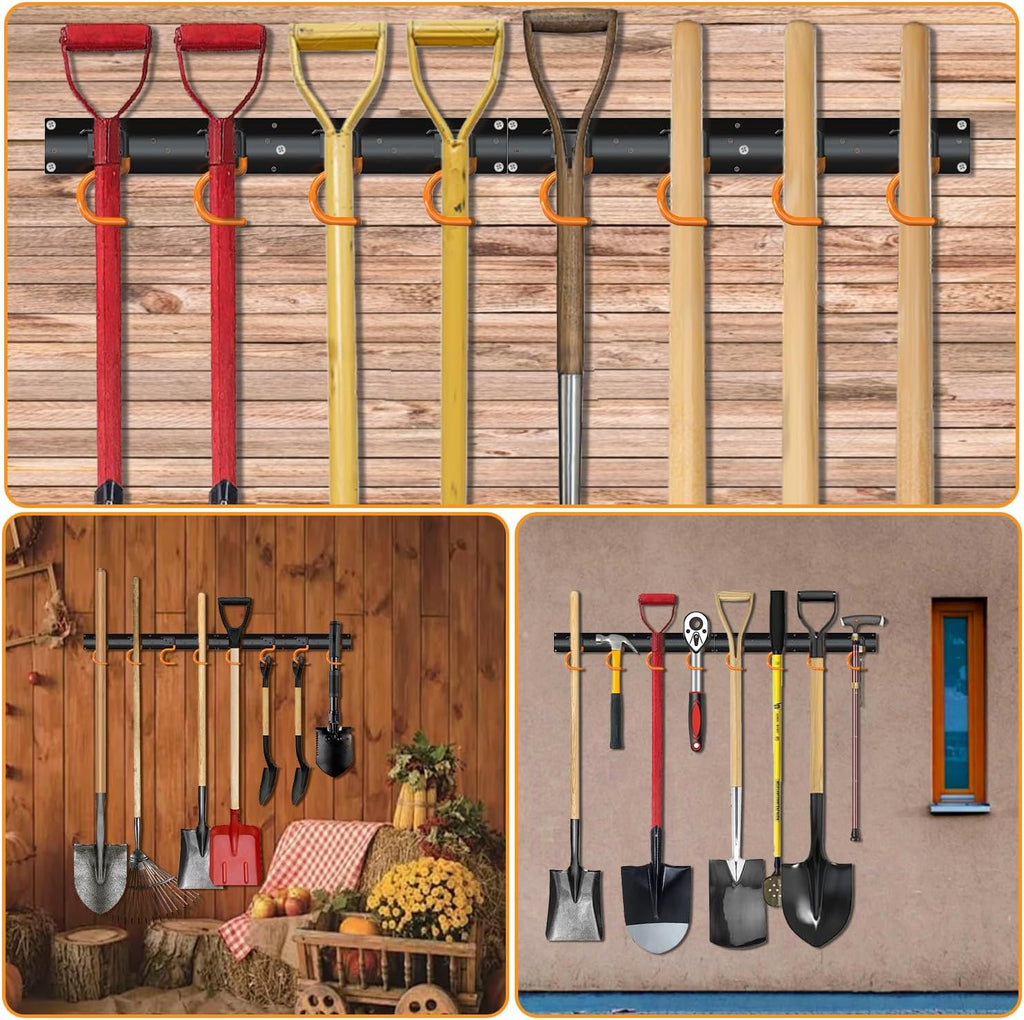 3-H 24×16' All Metal Garden Tool Organizer, Garage Tool Organizer, Broom Holder Wall Mount for Garage, Shed, Garden, Basement Hanging and Organizing Rake, Mop, Shovel, Hose