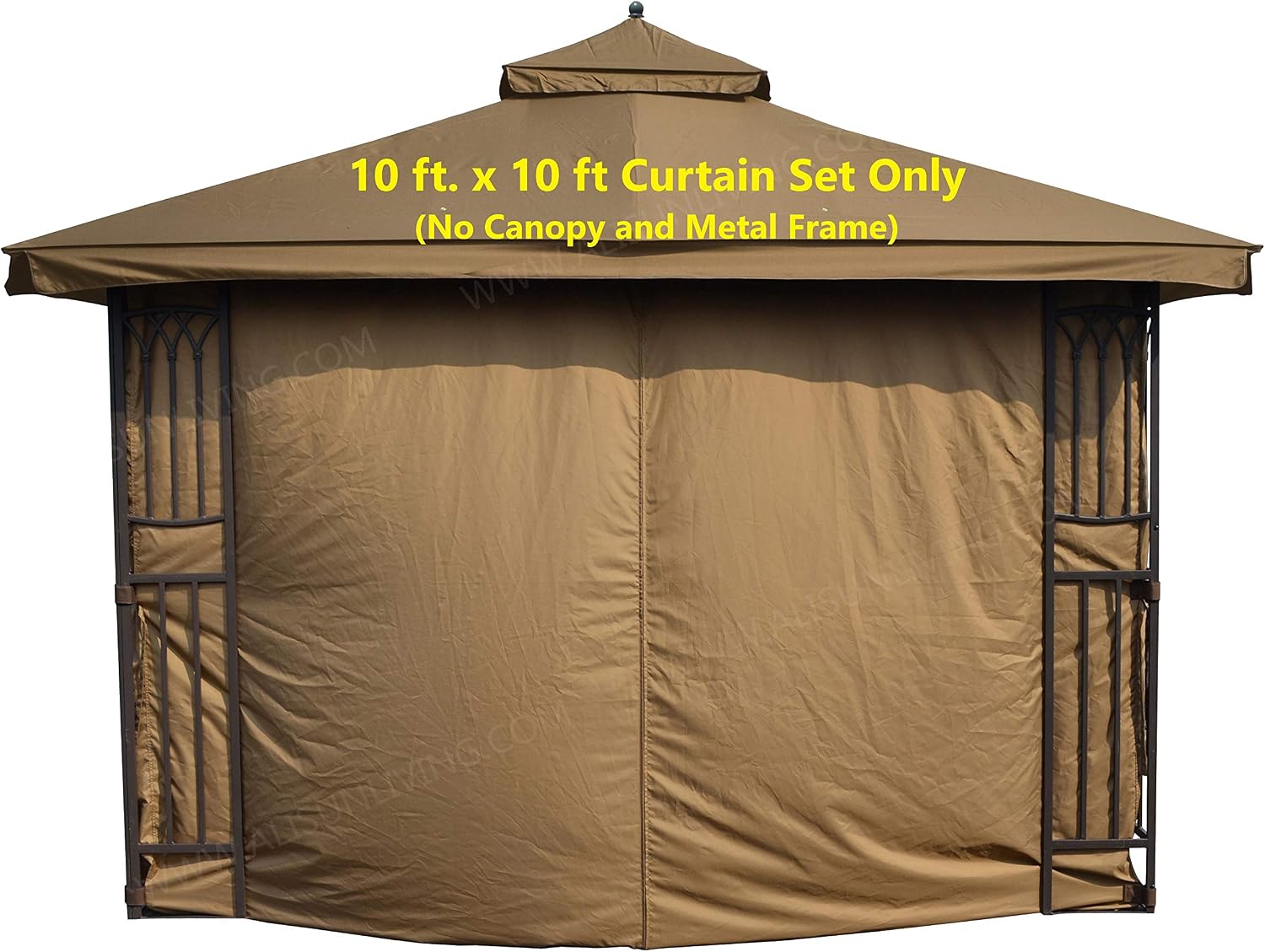 APEX GARDEN Replacements for Style Selections 10 ft x 10 ft Brown Metal Square Semi- Gazebo Model #TPGAZ9116 / #TPGAZ9116-ABD / #TPGAZ9126 / #TPGAZ9126-AB (4-Side Curtain)