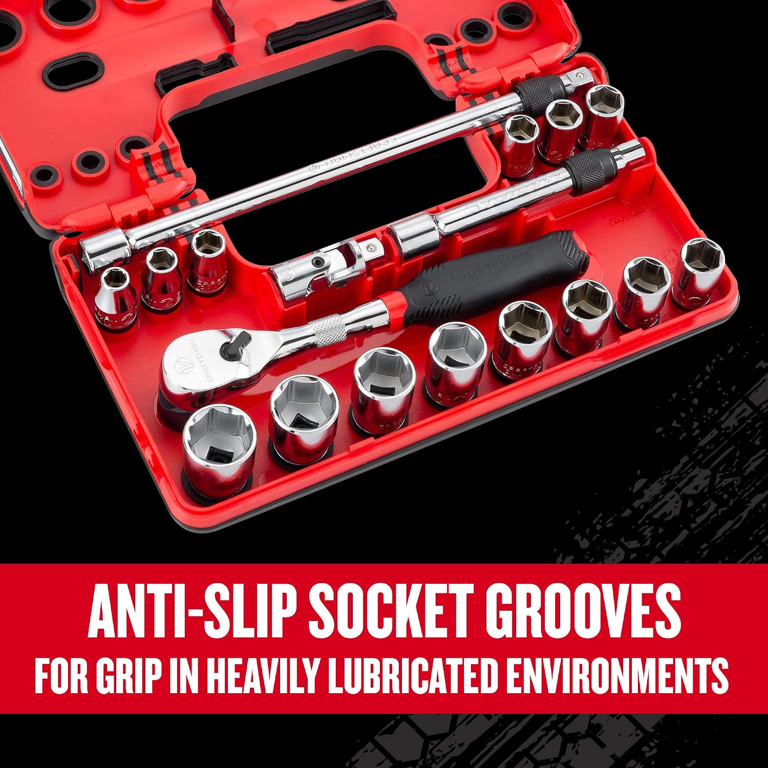 CRAFTSMAN V-SERIES Socket Set, Shallow MM, 3/8 Inch Drive, 18 Piece (CMMT45753V)