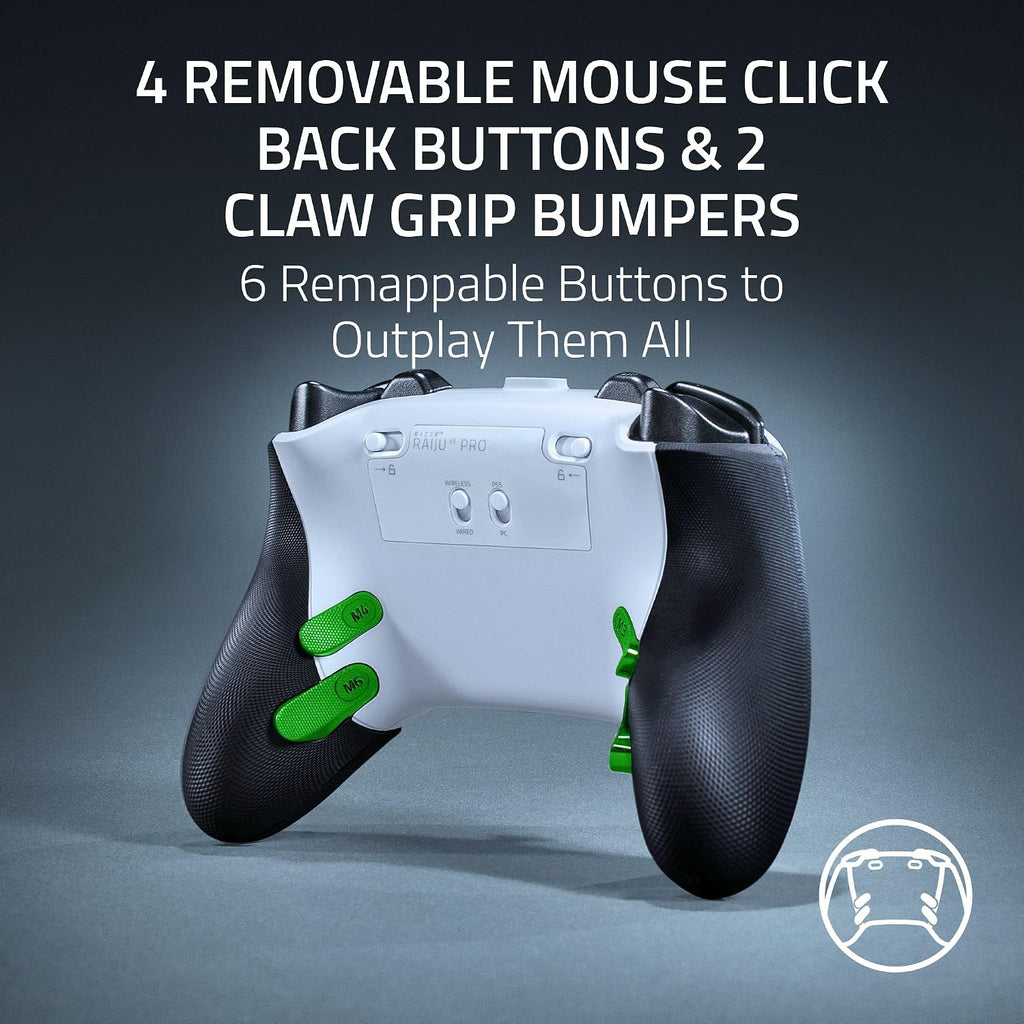 Razer Raiju V3 Pro Wireless Esports Controller – Officially Licensed for PlayStation, Lag-free Esports Grade Performance, 6 Remappable Buttons, TMR Thumbsticks, Fast Triggers, for PS5 & PC – White