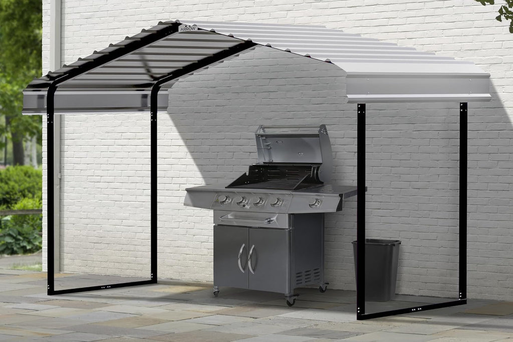 Arrow Metal Canopy, Galvanized Steel Outdoor Awning for Grill, ATV, and Motorcycle Protection, Weather-Resistant Shelter, 12' x 6' x 7', Eggshell