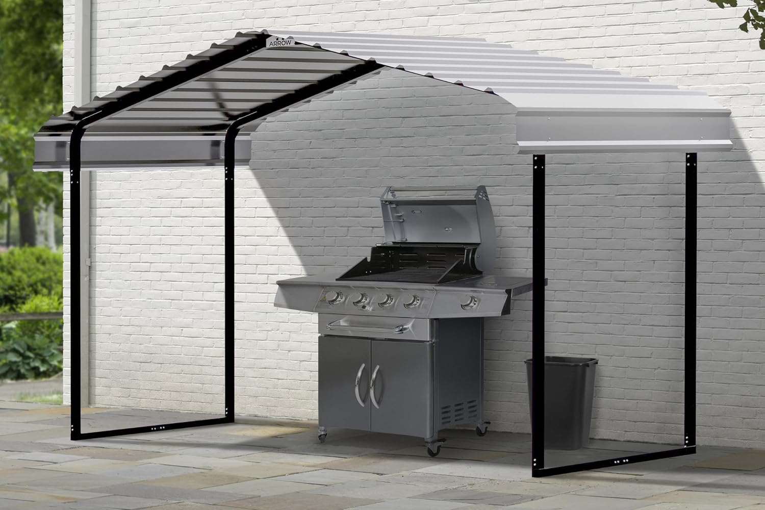 Arrow Metal Canopy, Galvanized Steel Outdoor Awning for Grill, ATV, and Motorcycle Protection, Weather-Resistant Shelter, 12' x 6' x 7', Eggshell