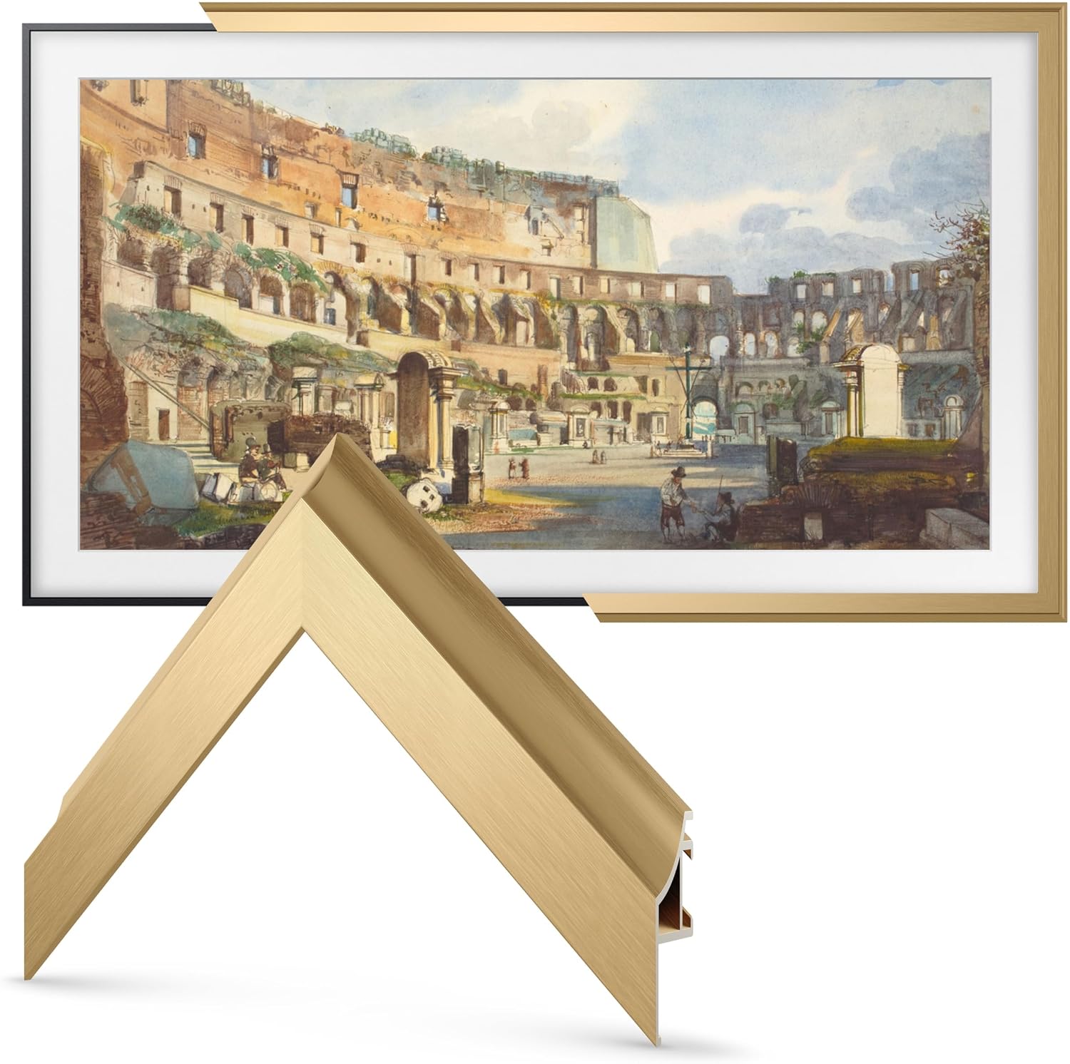 Pale Gold Scoop 32' Alloy Deco TV Frame - Compatible ONLY with Samsung The Frame TVs (Fits 2021-2026, LS03A, LS03B, LS03C, LS03D, LS03FA)