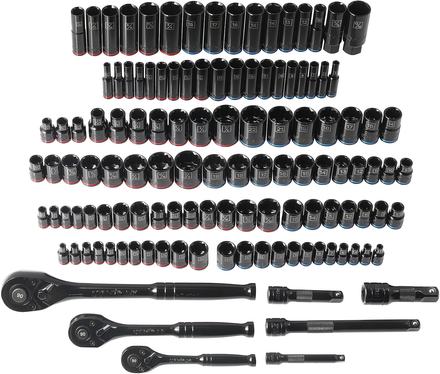 STARWORK TRUE MECHANIC 303-Piece Mechanics Tool Set, 120-Tooth Ratcheting Wrench Set, 1/4', 3/8', 1/2' Drive, Professional, SAE/Metric