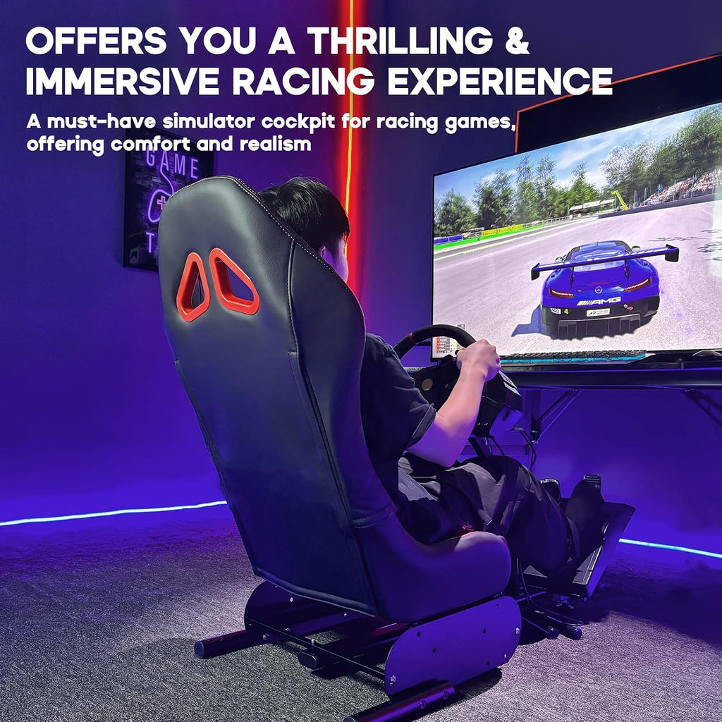 DIWANGUS Racing Simulator Cockpit Racing Wheel Stand with Seat Gaming Chair Sim Racing Cockpit for G29 G920 G923 G PRO RS50 T248 T300RS R3 R5 R9 R12 R16 R21 R25 Xbox PS4 PS5 PC Accessories