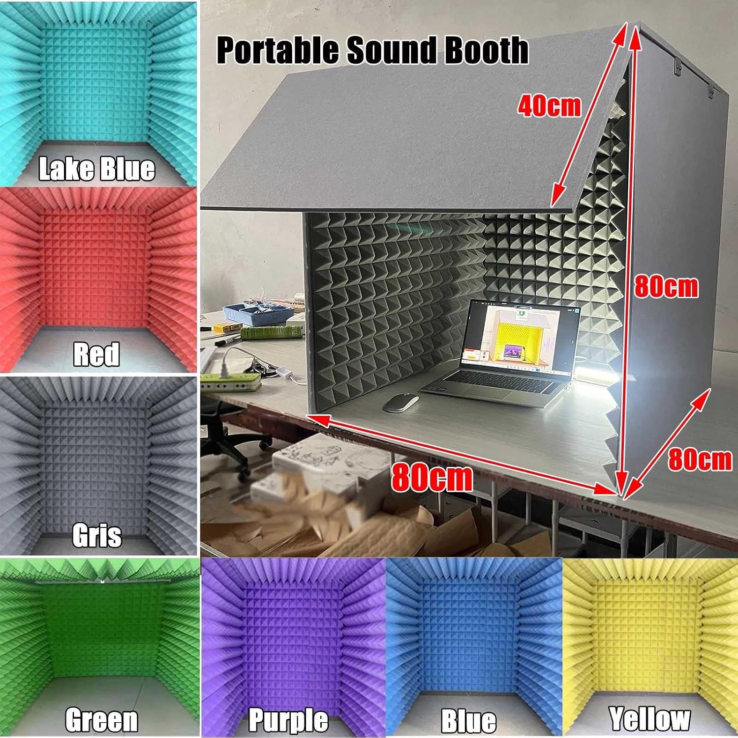 WORDFUN Microphone Isolation Booth Cube, Portable Vocal Recording Booth, Desktop Soundproof Cover, for Microphone Recording Equipment Podcasts Singing Gaming and Broadcasting