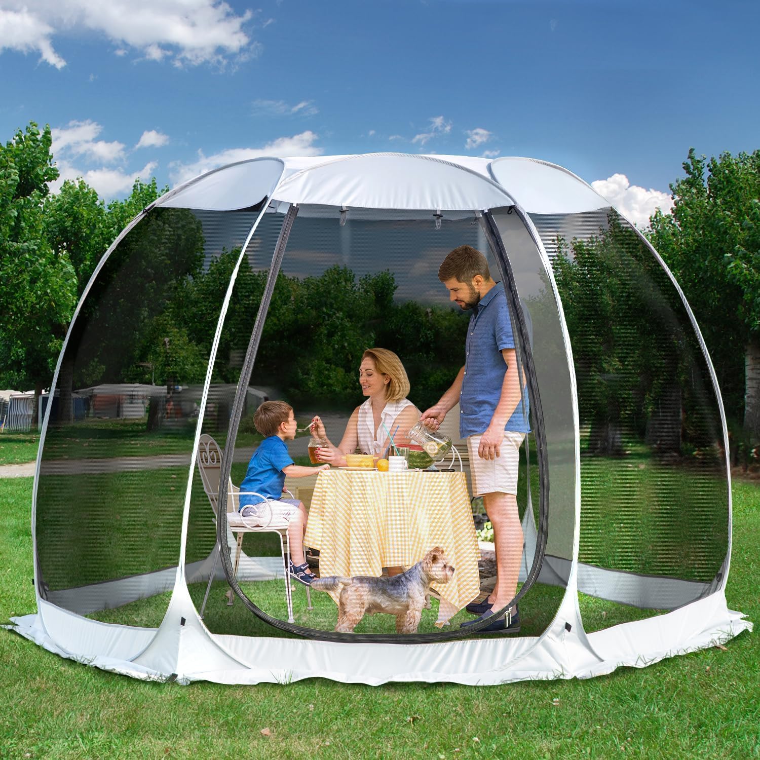 Alvantor 10'x10' Pop Up Screen House Tent, Instant Outdoor Gazebo with Mosquito Netting & UPF 50+ Sun Protection, Portable Canopy Shelter for Patio, Backyard, Camping (4-6 Person),Grey