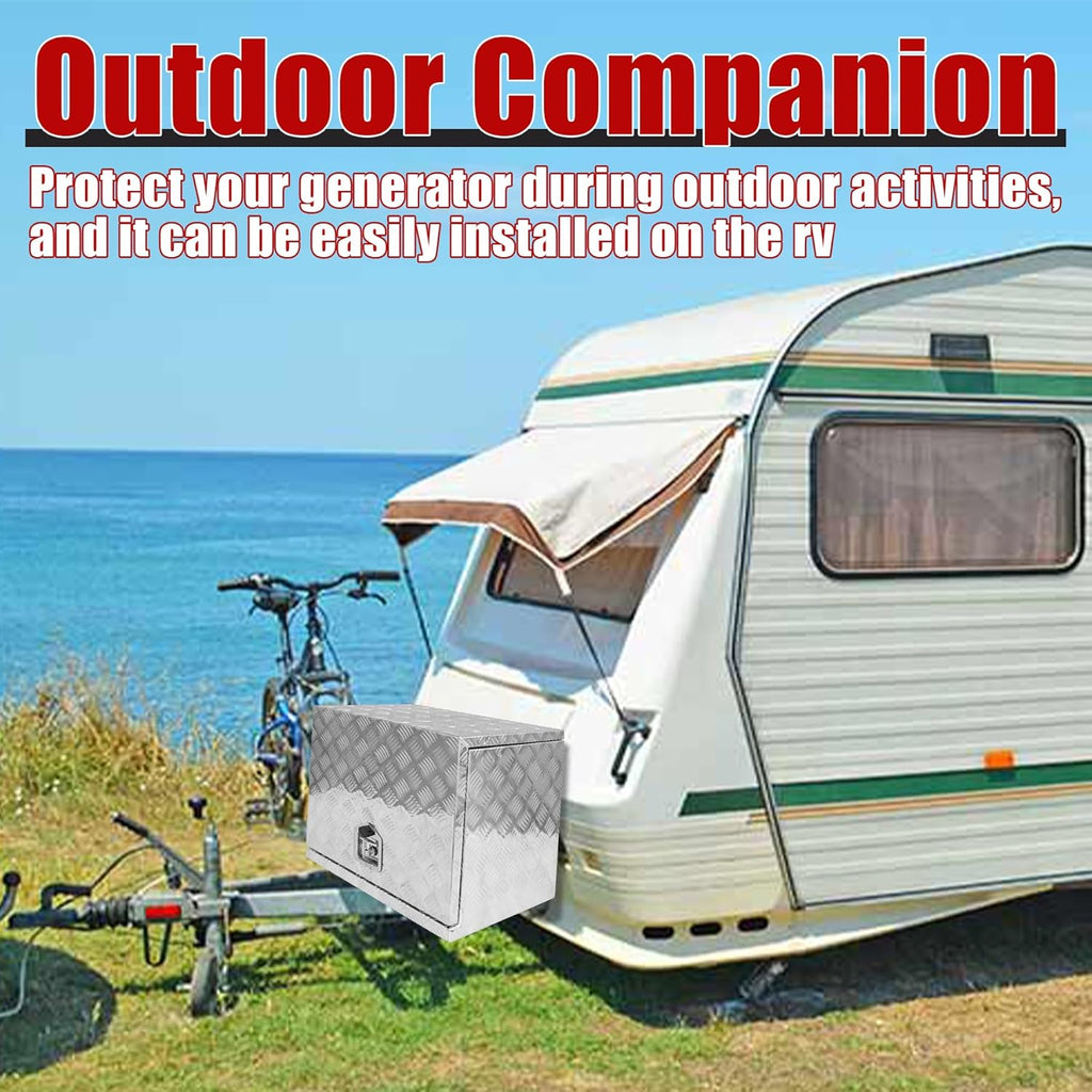 24.4x15.7x19.7 Inch Aluminium Generator Toolbox Heavy Duty Generator Storage Box Fully Sealed with Lock and Keys suitable for RV Garage