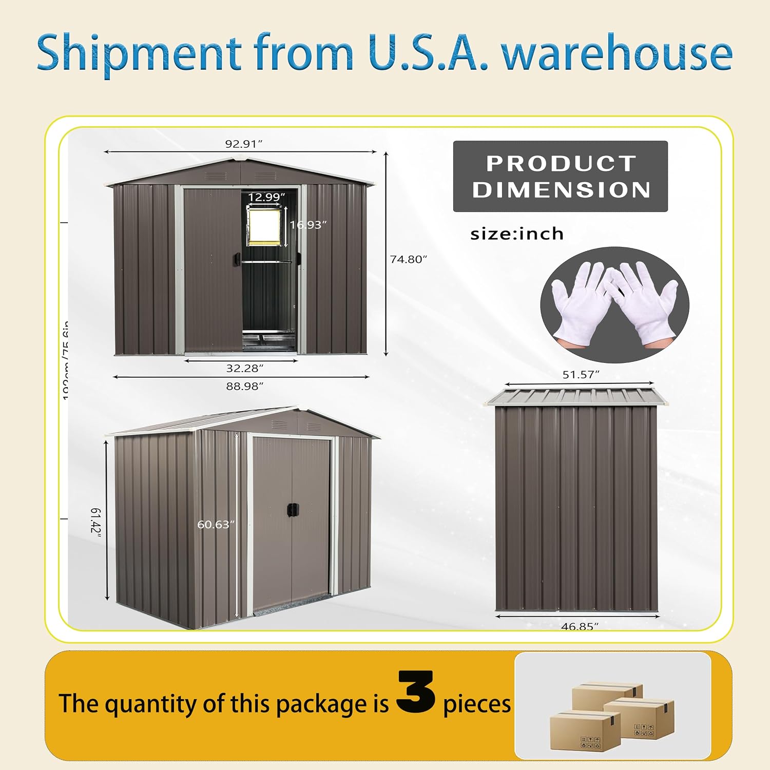 Shed with Windows,Large Metal Outdoor Storage Shed, Lockable Tool Storage shed, Steel Garden shed, Suitable for Backyard, Terrace, and Poolside (Grey, 8FTx4FT)