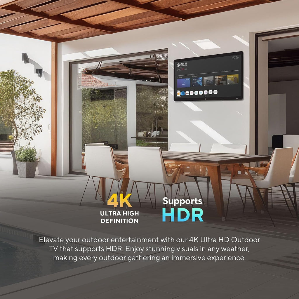 43 Inch Outdoor Smart TV, 4K UHD HDR LED, LG webOS, Patio & Deck Ready, IP55 Weatherproof for Covered Outdoor Use, Wall Mount Included