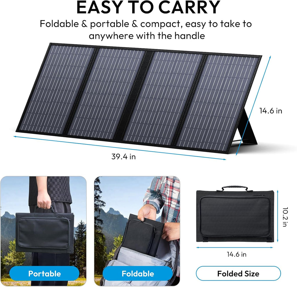 SinKeu 122.8Wh Portable Power Station with 60W Solar Panel, LiFePO4 Battery Solar Generator for Home Use, 150W Power Bank with AC Outlet for Camping, RV, Emergency Backup