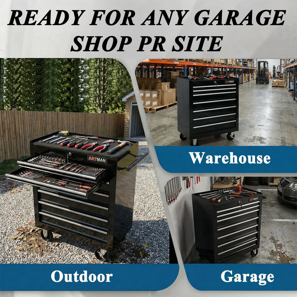 7 Drawers Tool Cart on Wheels,Multifunctional Rolling Tool Chest Tool Storage,Drawers Rolling Tool Trolley Organizer Tool Case for Garage,Warehouse,Workshop,Repair Shop (7 Drawers-Black)