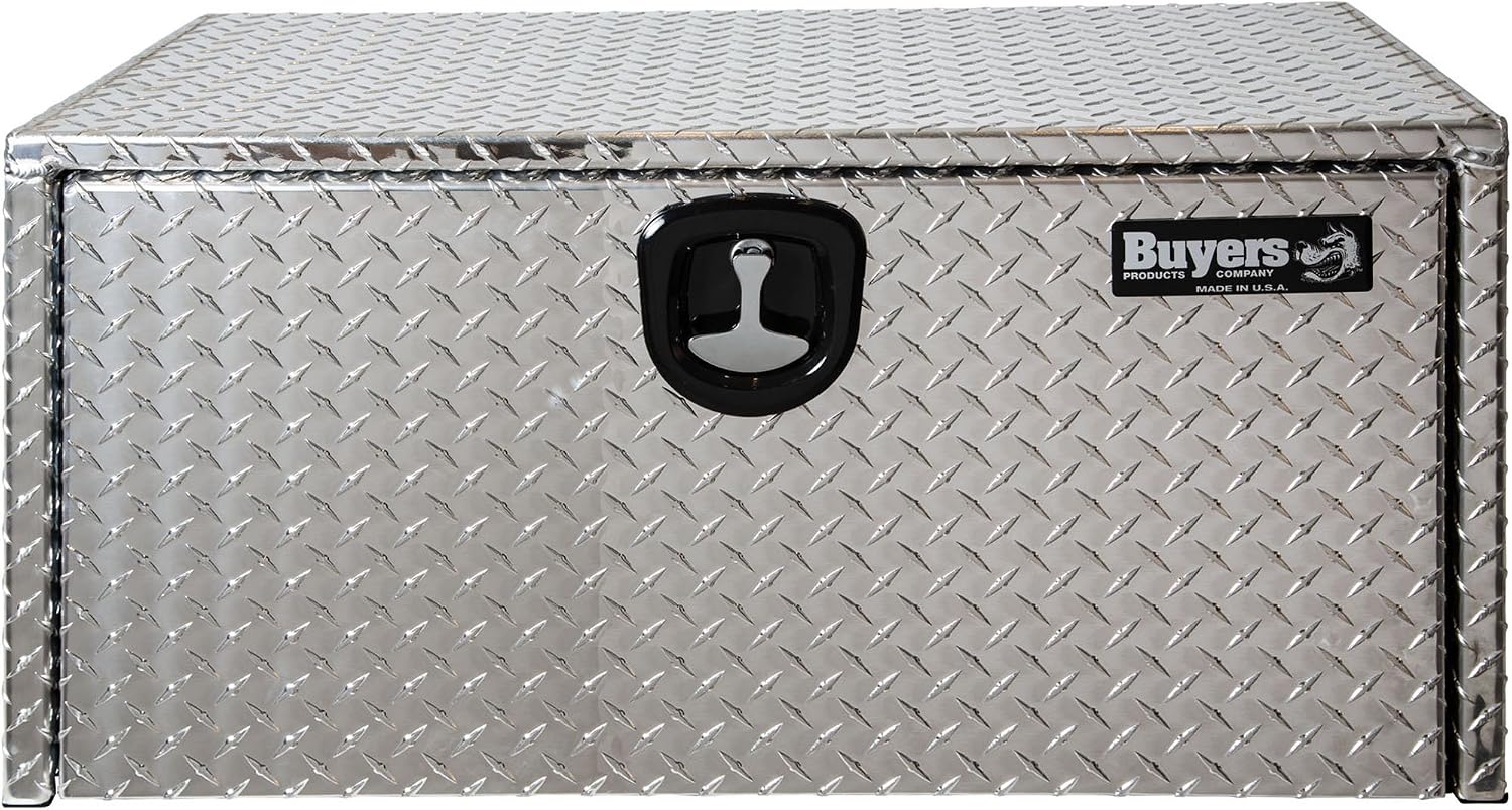 Buyers Products 1705135 Diamond Tread Aluminum Underbody Truck Tool Box, 24 x 24 x 36, Made in USA, .100 in. Thick, Corrosion Resistant, Locking Compression Latch, Secure Storage for Work Trucks