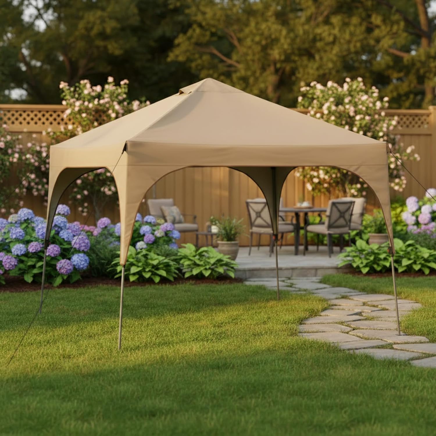 Garden Winds Reinforced RipLock 350 Replacement Canopy Top Cover Compatible with Coleman Instant 10' x 10' Tent Gazebo Model 2000023970 - Beige
