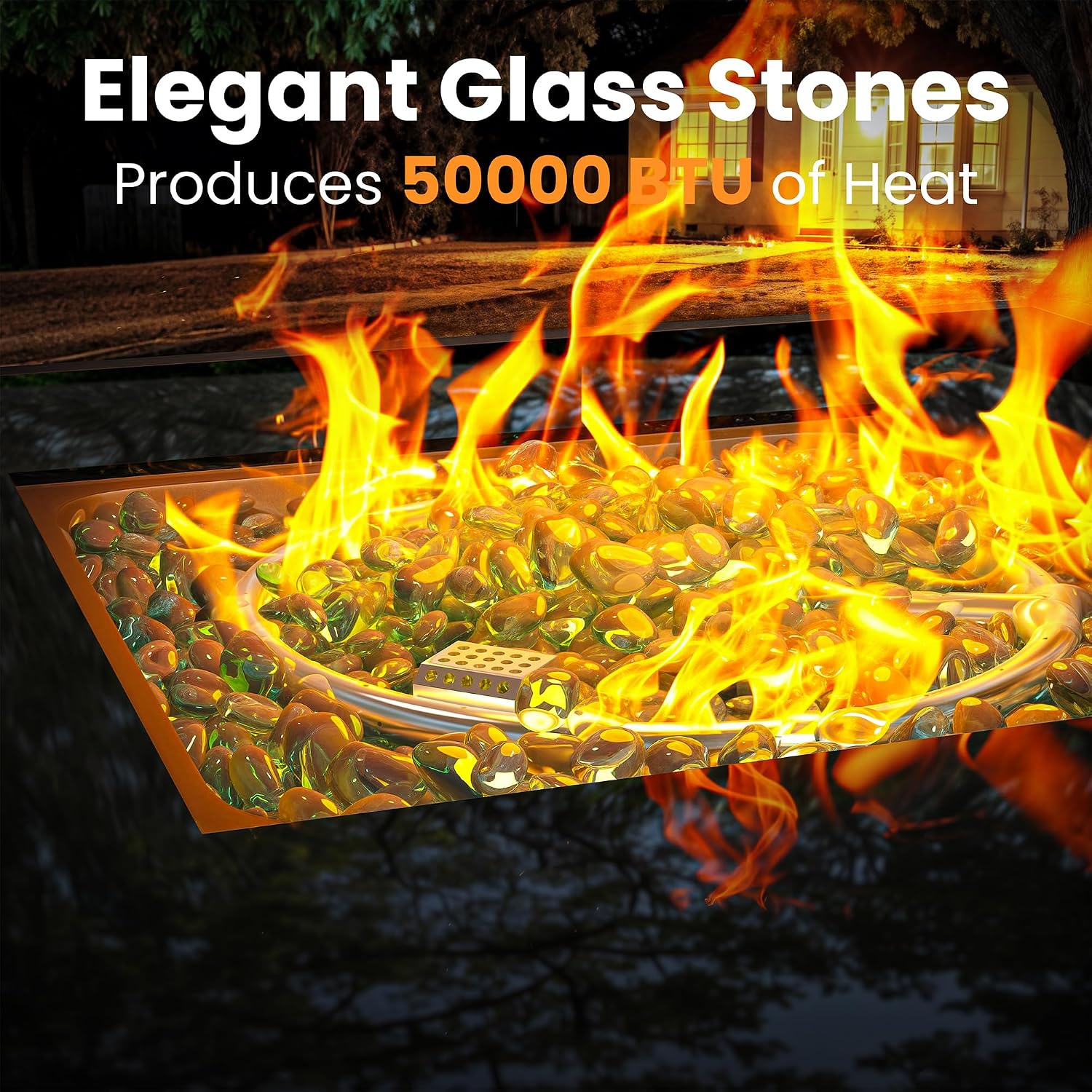 Propane Fire Pit Table, Outdoor Fire Pit Table, 27' Rattan Square Outdoor Gas Fire Pit with Glass Wind Guard, Tempered Glass Tabletop, Lid, CSA Listed, 50,000 BTU for Outside Patio Deck & Garden,Brown