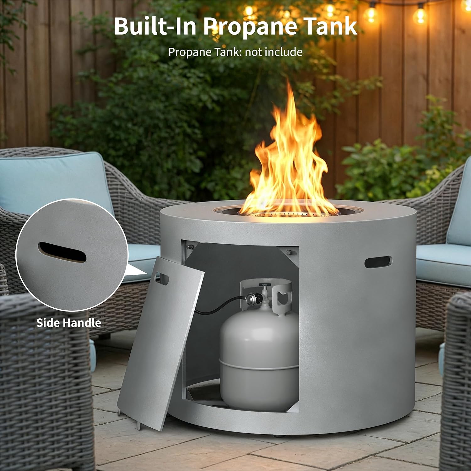 HOTEAGLE 32' Propane Fire Pit Table Round, 50000 BTU Powerful Gas Firepit Table, CSA Certified, Ideal Outdoor Fire Pit for Dining, Party in Patio, Garden, Yard