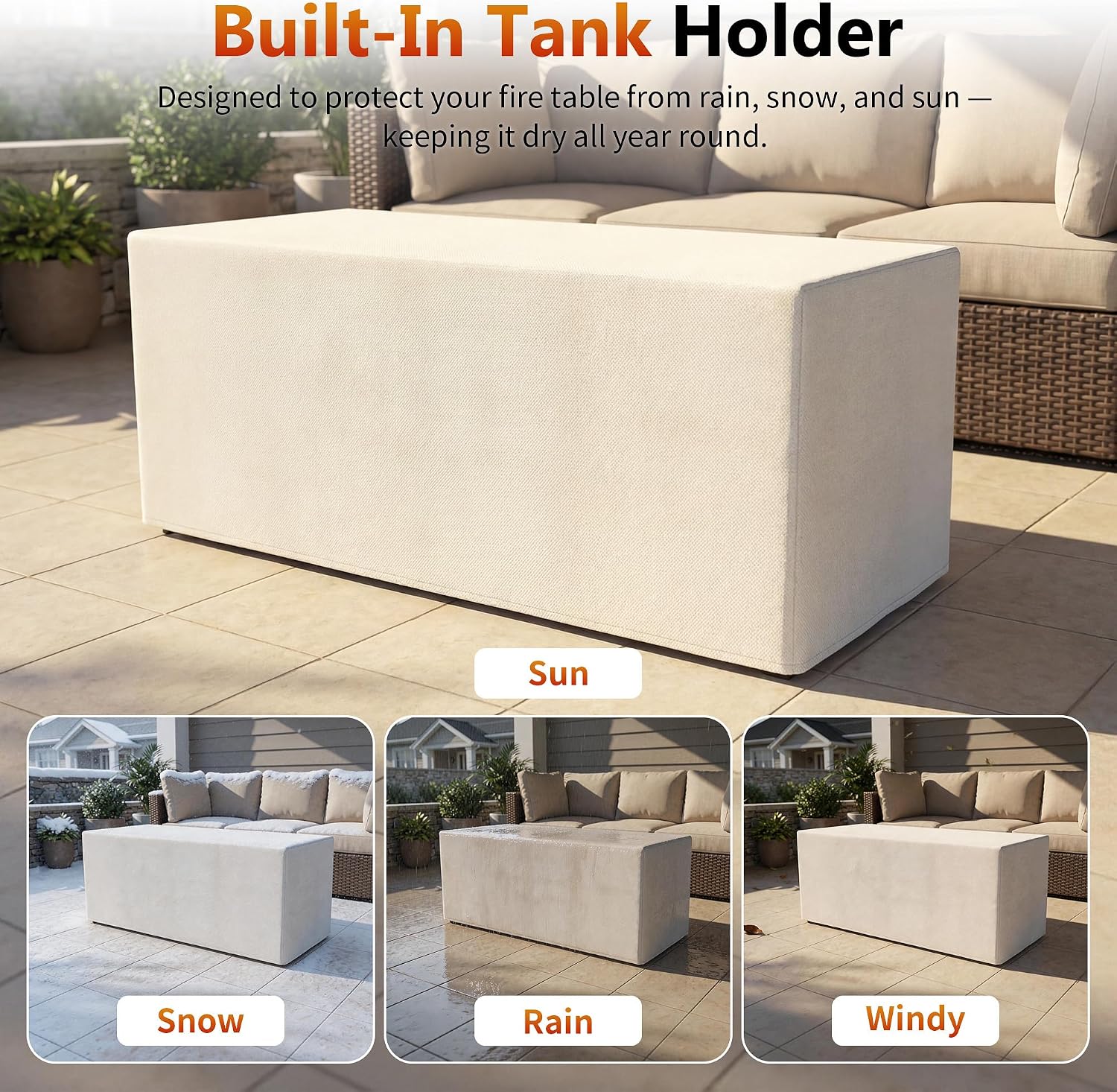 51' Propane Fire Pit Table, 50,000 BTU Outdoor Gas Fire Pit with Glass Wind Guard, Side Open Tank Storage, Wood Grain Patio Heater with Lid & Cover, Blue Fire Glass, Gray