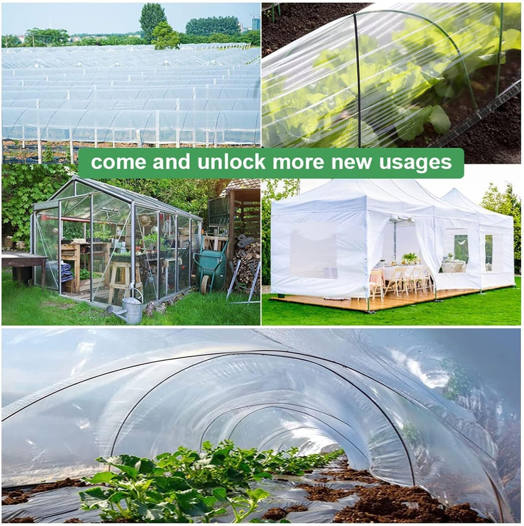 Outdoor Garden Poly Cover UV Resistant Deck Porch Patio Gazebo Curtains Camping, 14x16 FT Clear Tarp Clear Tarps with Grommets, Clear PVC Vinyl Tarp Waterproof Heavy Duty